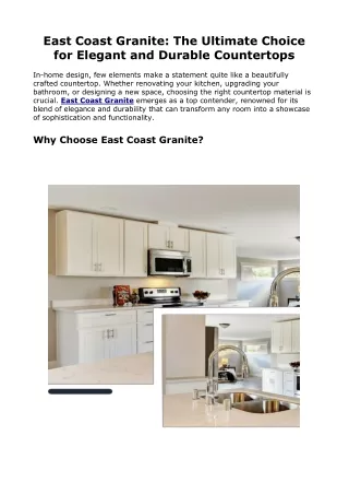 East Coast Granite_ The Ultimate Choice for Elegant and Durable Countertops