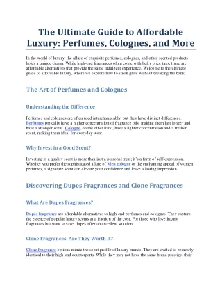The Ultimate Guide to Affordable Luxury Perfumes Colognes and More
