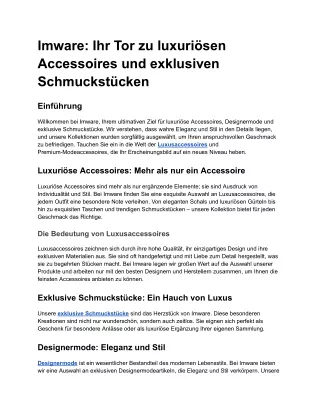 Imware_ Ihr Tor zu luxuriösen Accessoires und exklusiven Schmuckstücken