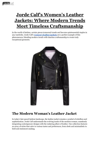 Jorde Calf’s Women’s Leather Jackets_ Where Modern Trends Meet Timeless Craftsmanship