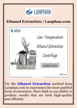 Ethanol Extraction  Lanphan.com