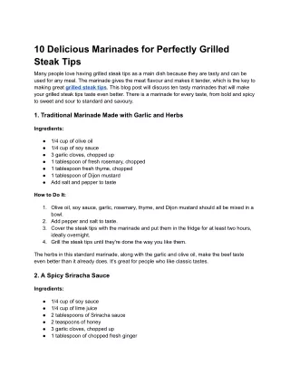 10 Delicious Marinades for Perfectly Grilled Steak Tips - Google Docs