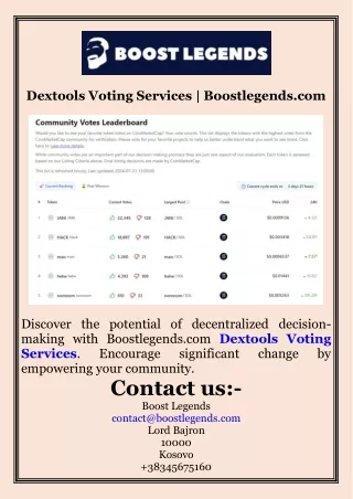 Dextools Voting Services  Boostlegends.com