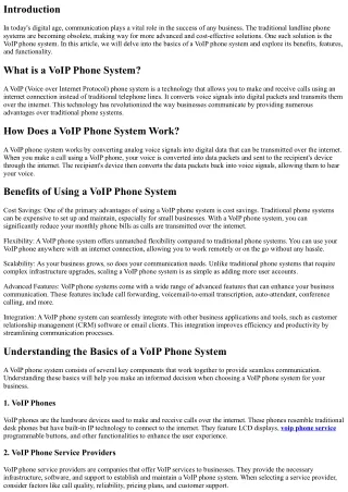 Understanding the Basics of a VoIP Phone System