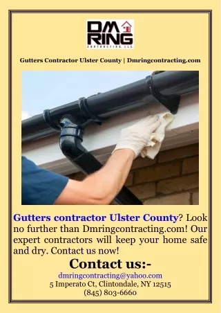 Gutters Contractor Ulster County  Dmringcontracting.com