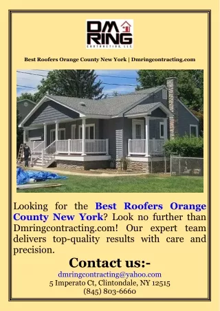 Best Roofers Orange County New York  Dmringcontracting.com