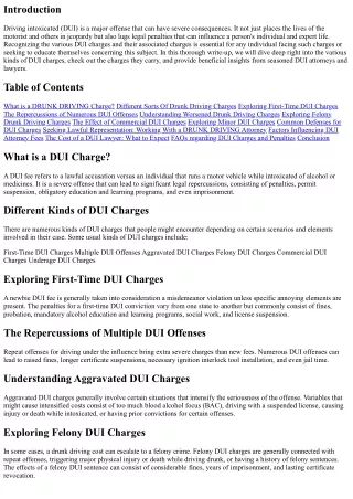 Exploring the Various DUI Charges and Their Penalties
