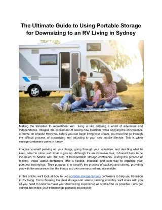 The Ultimate Guide to Using Portable Storage for Downsizing to an RV Living in Sydney