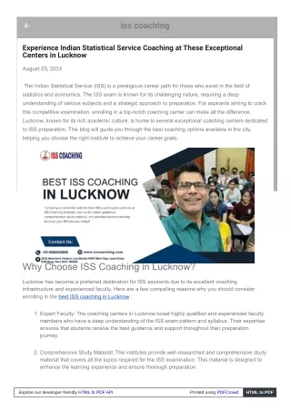 Discover the Best ISS Coaching Institutes in Lucknow
