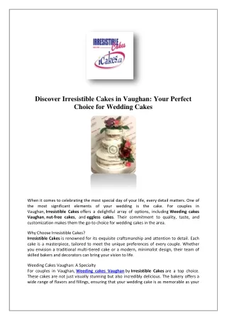 Best Wedding Cakes Online in Toronto | Irresistible Cakes