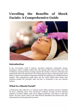Unveiling the Benefits of Shock Facials_ A Comprehensive Guide