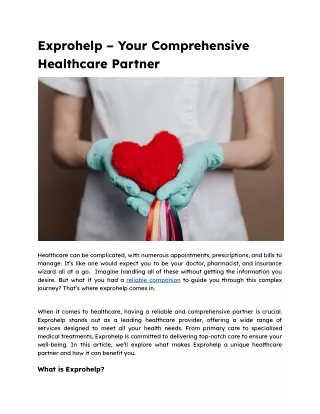 Exprohelp – Your Comprehensive Healthcare Partner