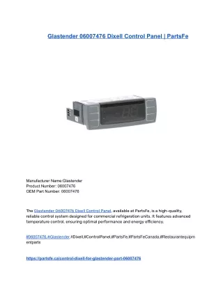 Glastender 06007476 Dixell Control Panel _ PartsFe