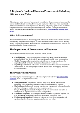 A Beginner's Guide to Education Procurement Unlocking Efficiency and Value