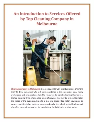 An Introduction to Services Offered by Top Cleaning Company in Melbourne