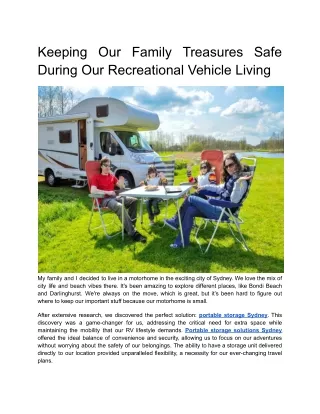 Keeping Our Family Treasures Safe During Our Recreational Vehicle Living