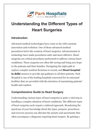 Understanding the Different Types of Heart Surgeries