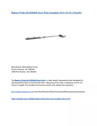 Bakers Pride AS-S3040A Door Rod Complete 3_4 X 14-1_2 _ PartsFe