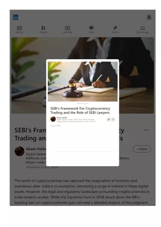 SEBI's Framework For Cryptocurrency Trading and the Role of SEBI Lawyers