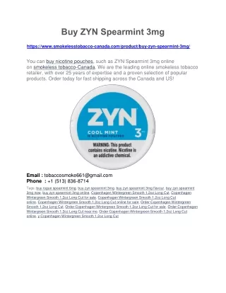 Buy ZYN Spearmint 3mg