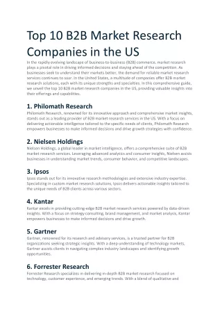 Top 10 B2B Market Research Companies in the US