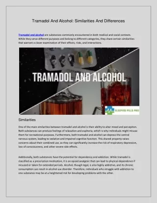 Tramadol and Alcohol Similarities and Differences