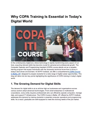 Why COPA Training Is Essential in Today's Digital World