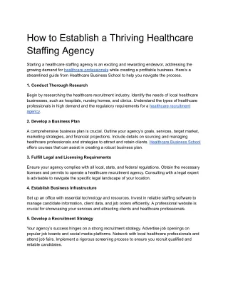 How to Establish a Thriving Healthcare Staffing Agency