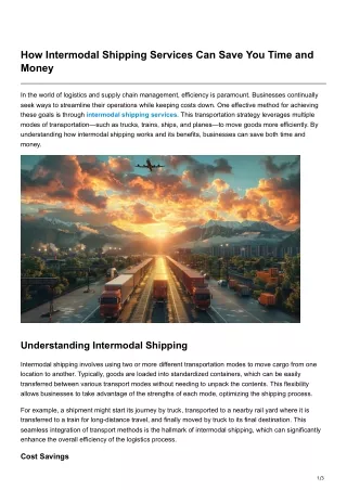How Intermodal Shipping Services Can Save You Time and Money