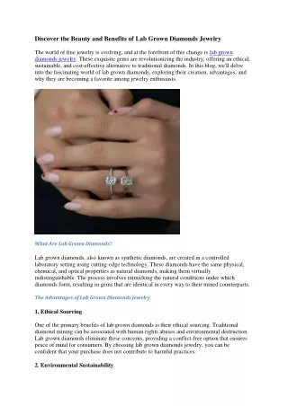 Discover the Beauty and Benefits of Lab Grown Diamonds Jewelry