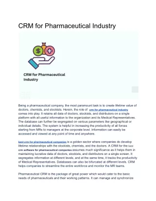 CRM for Pharmaceutical Industry