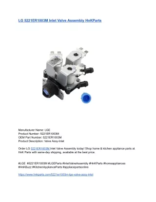 LG 5221ER1003M Inlet Valve Assembly HnKParts
