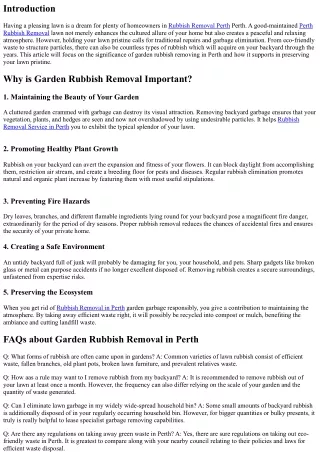 Garden Rubbish Removal in Perth: Keeping Your Garden Pristine