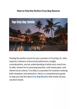 How to Find the Perfect Cruz Bay Resorts