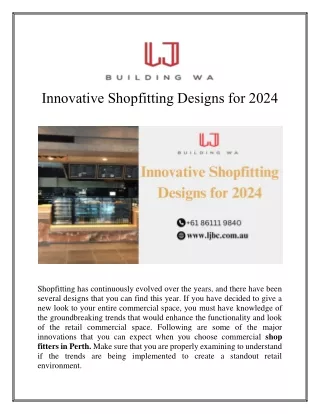 Innovative Shopfitting Designs for 2024