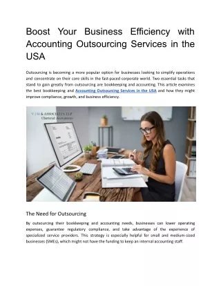 Top Bookkeeping & Accounting Outsourcing Services in the USA