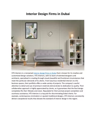 Interior Design Firms in Dubai
