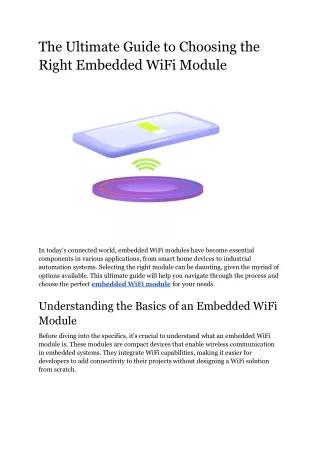 The Ultimate Guide to Choosing the Right Embedded WiFi Module