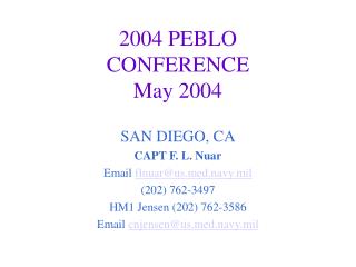 2004 PEBLO CONFERENCE May 2004