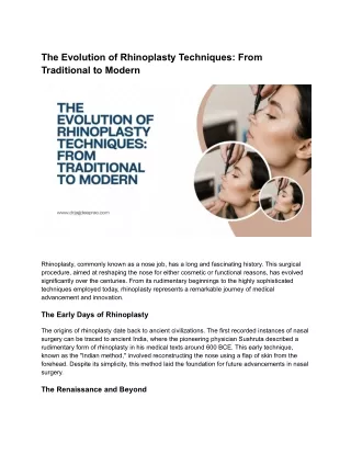 The Evolution of Rhinoplasty Techniques: From Traditional to Modern