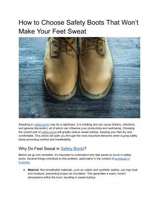 How to Choose Safety Boots That Won’t Make Your Feet Sweat