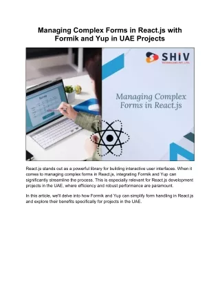 React.js Form Management with Formik and Yup in UAE Projects