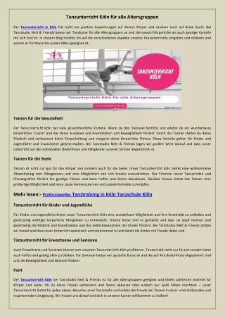 Tanzuntеrricht Köln Spaß und Bеwеgung