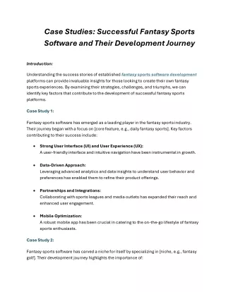 Case Studies Successful Fantasy Sports Software and Their Development Journey