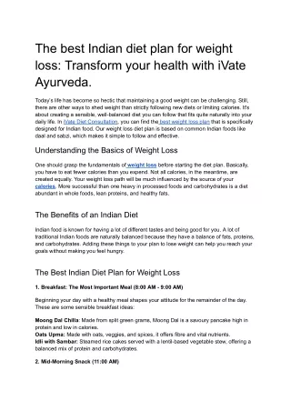 The best Indian diet plan 0608