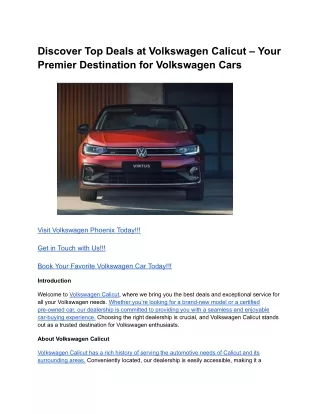 Discover Top Deals at Volkswagen Calicut – Your Premier Destination for Volkswagen Cars