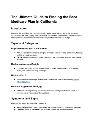 The Ultimate Guide to Finding the Best Medicare Plan in California