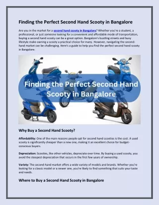 Finding the Perfect Second Hand Scooty in Bangalore