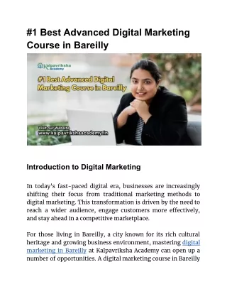 #1 Best Advanced Digital Marketing Course in Bareilly