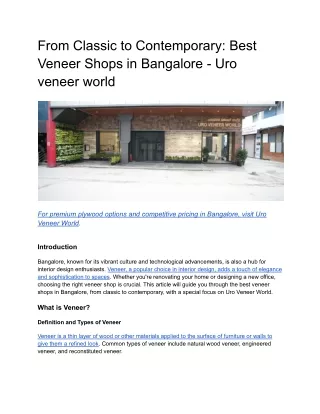 From Classic to Contemporary_ Best Veneer Shops in Bangalore - Uro veneer world